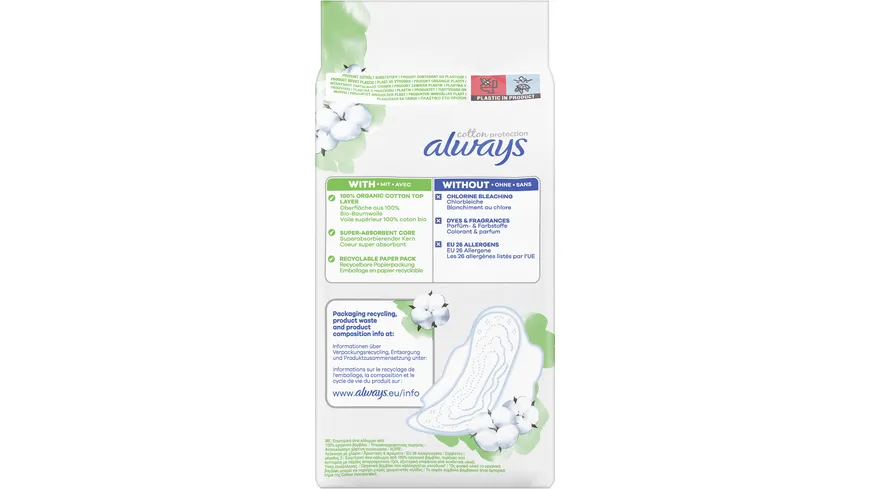 Always Ultra Damenbinden Cotton Protection Long mit Flügeln 18ST