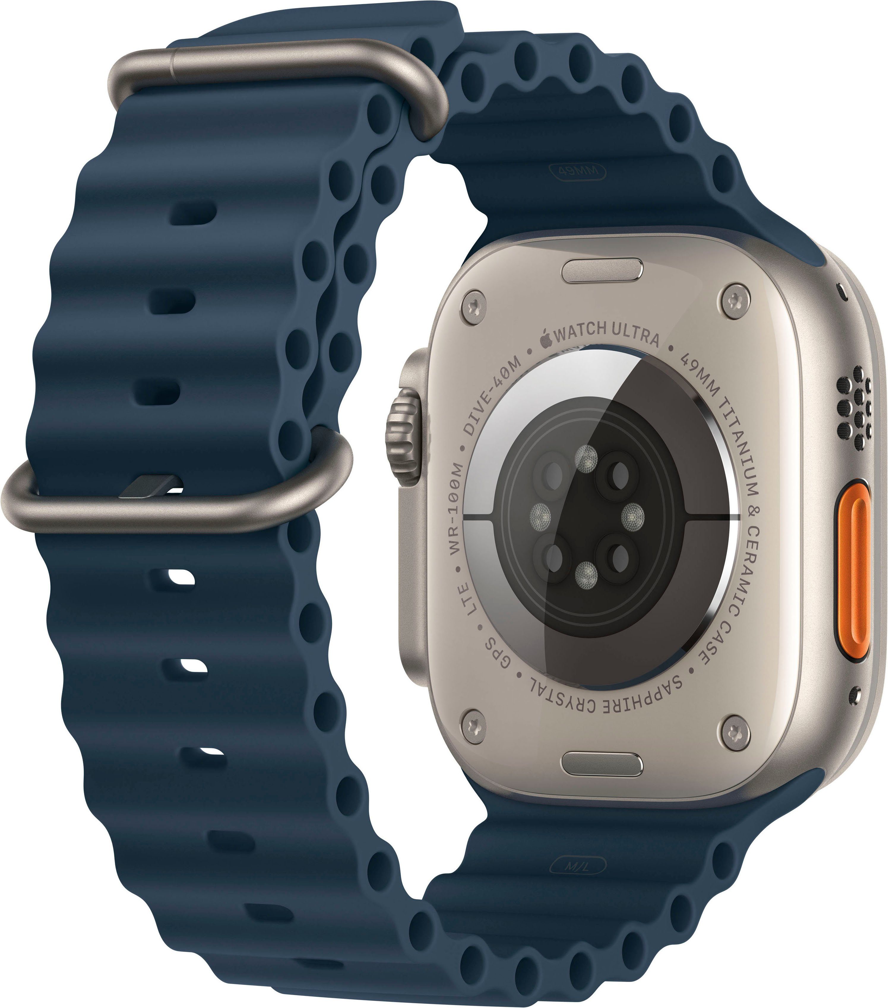 Apple Watch Ultra 2 GPS 49 mm + Cellular Titanium Smartwatch (4,9 cm/1,92 Zoll, Watch OS 10), Ocean Band