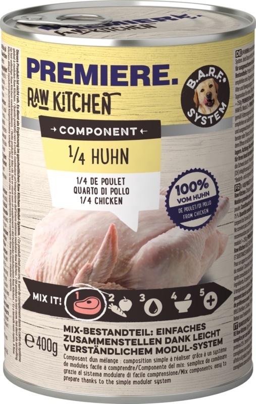 PREMIERE Hundenassfutter PREMIERE RAW KITCHEN 6x400g 1/4 Huhn