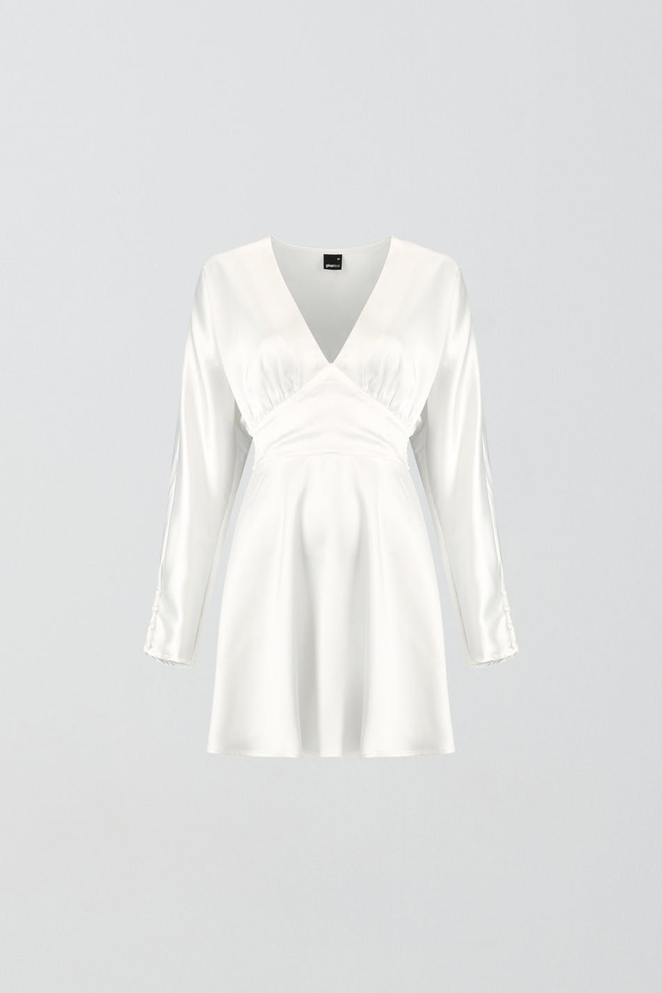 Longsleeve v-neck satin dress