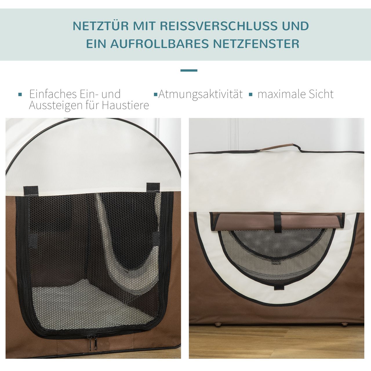 PawHut Hundebox faltbare Hundetransportbox Haustierrucksack 70 x 51 x 59 cm