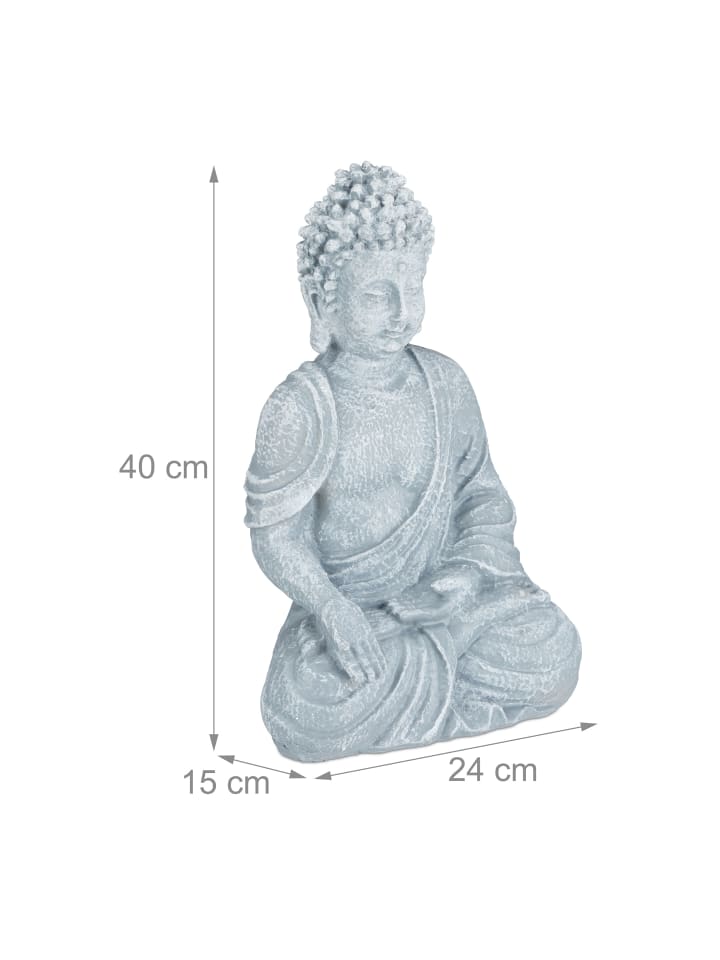 relaxdays Buddha Figur in Hellgrau - (H)40 cm günstig kaufen onesize