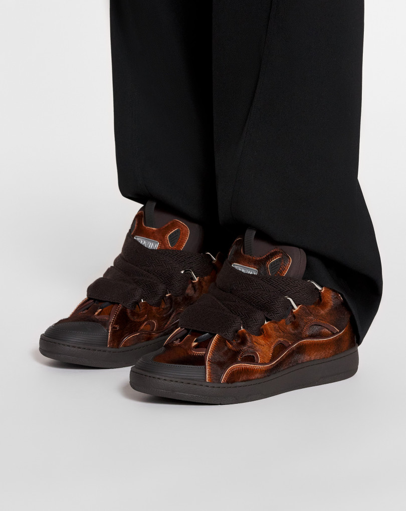 SNEAKERS CURB EN CUIR A EFFET PONY
