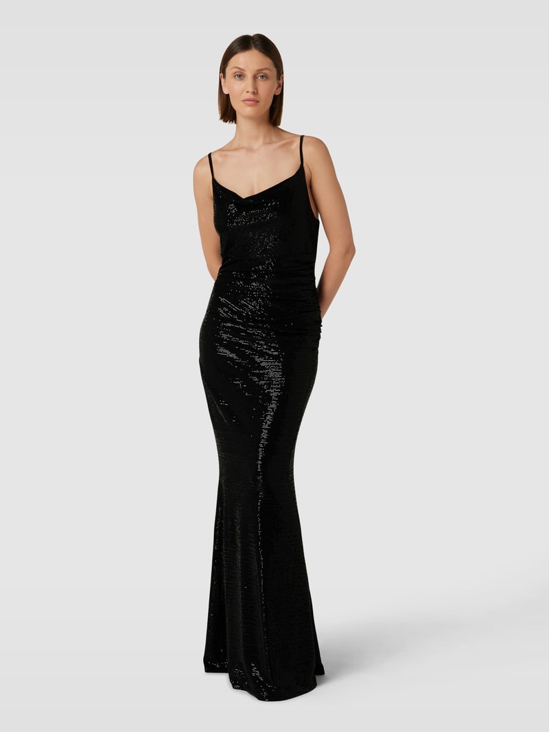 Abendkleid mit Allover-Paillettenbesatz in black