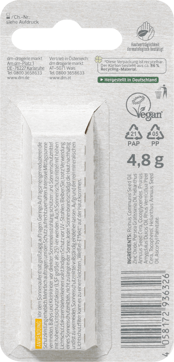 Lippenpflegestift sensitiv LSF 30, 4,8 g