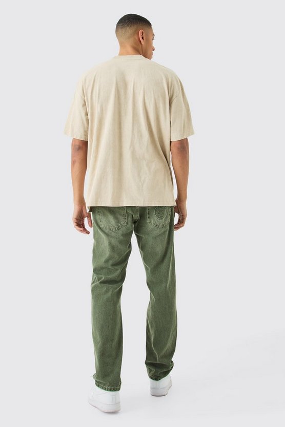 Oversize T-Shirt mit Acid-Waschung und Official-Print