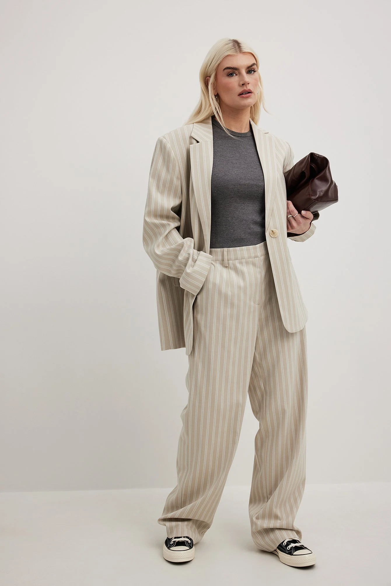 Gestreifter Blazer mit gerader Passform