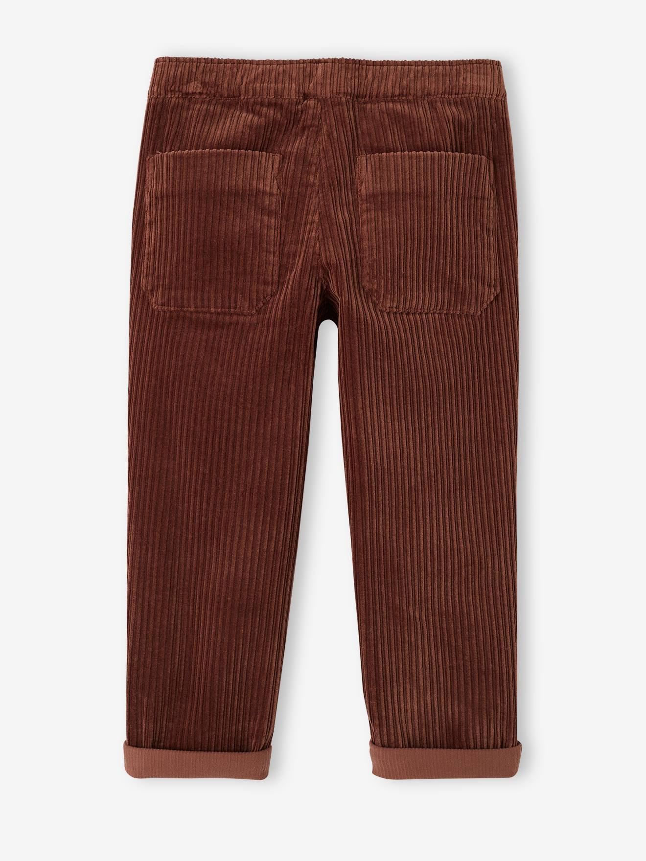 Pantalon en velours côtelé garçon facile à enfiler caramel
