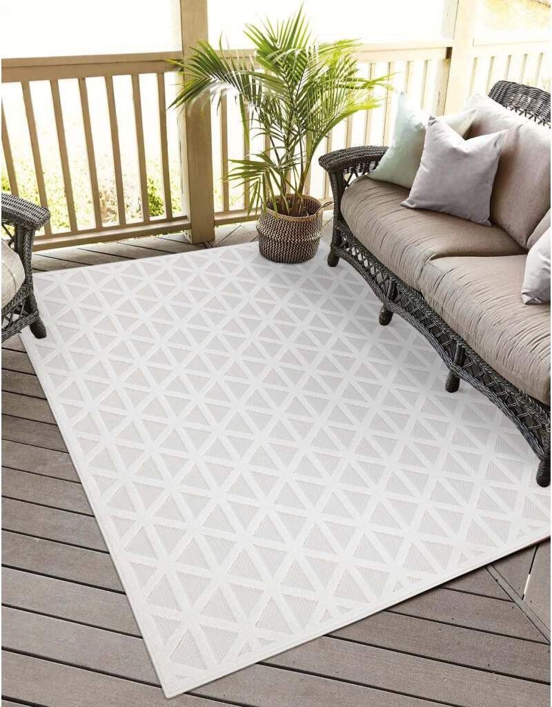 Teppich In-& Outdoorteppich Santorini 446, 3D-Effekt, Geo-Muster, Carpet City, rechteckig, Höhe: 5 mm, Wetterfest & UV-beständig für Terrasse, Balkon, Küche, Flur