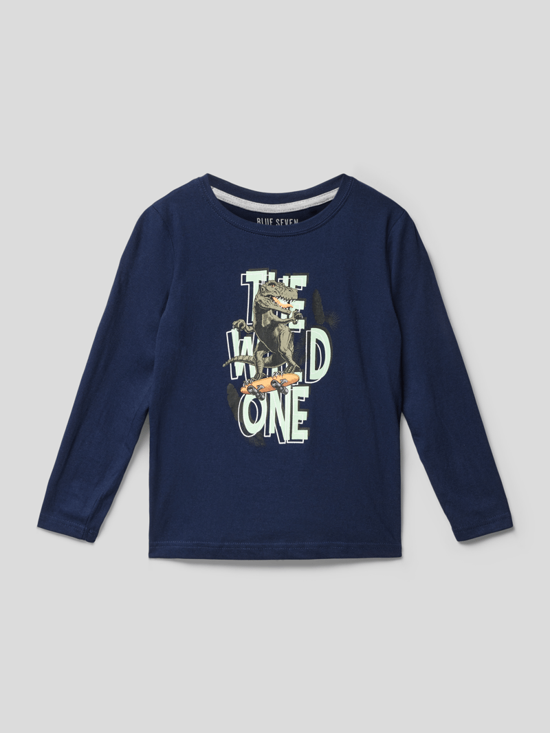 Longsleeve mit Motiv-Print in blau
