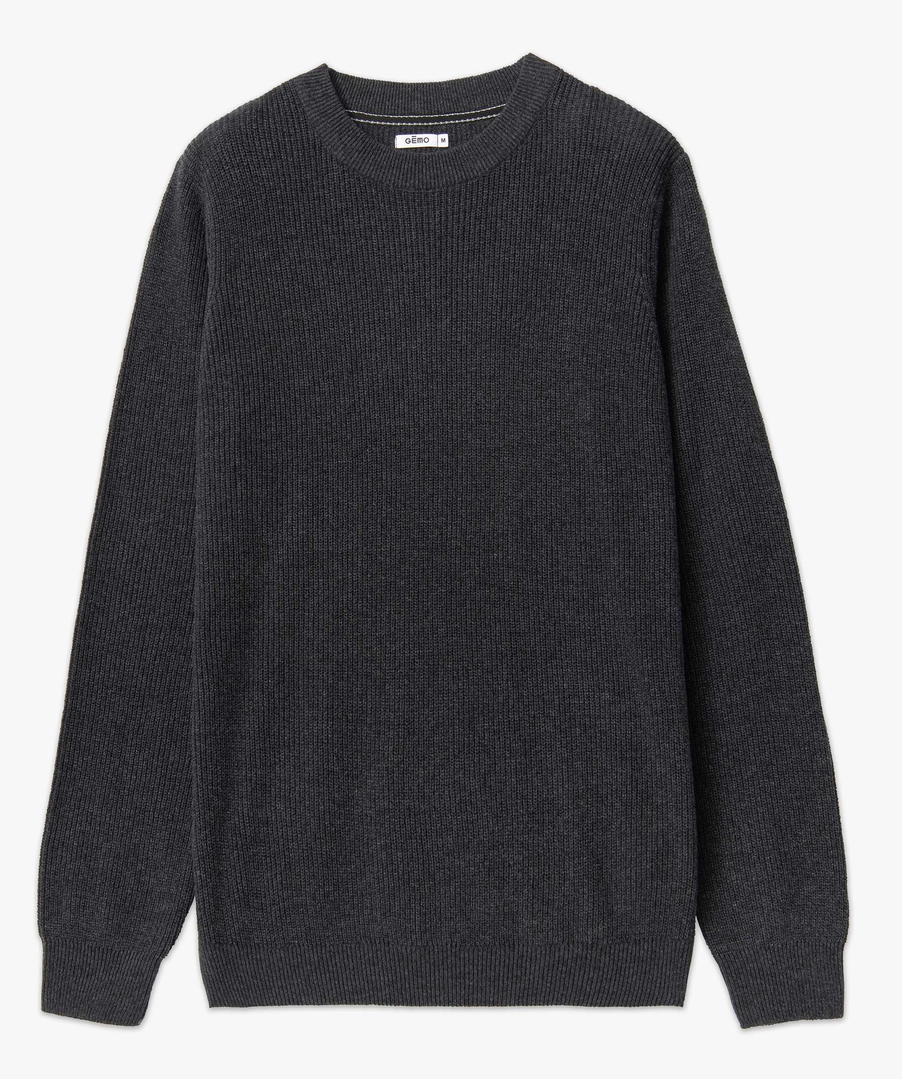 Pull homme en maille unie gris fonce | GEMO