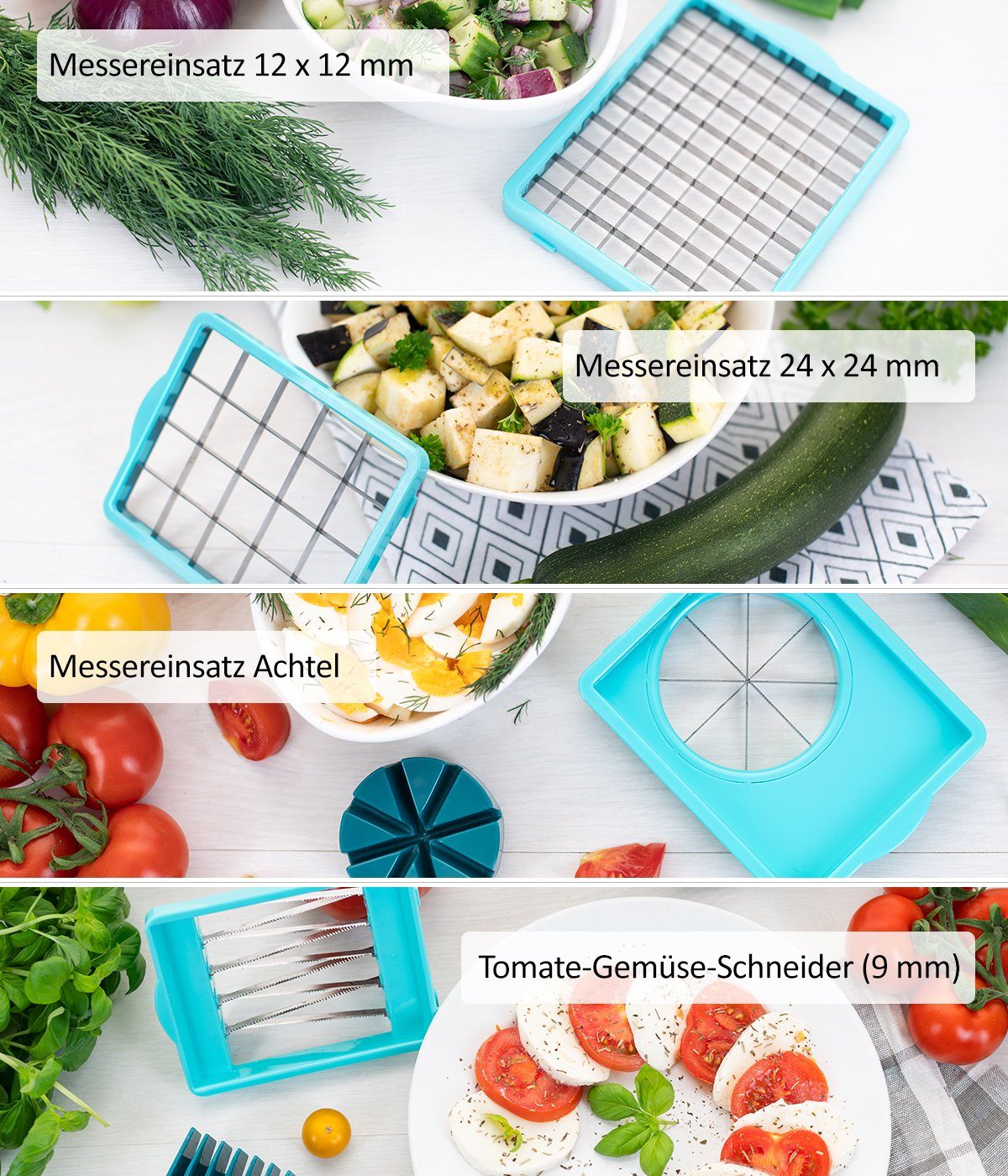 Genius Gemüseschneider Nicer Dicer Chef Professional, Set 23-tlg. - Gemüseschneider, 5.2L Behälter Deckel Gemüsehobel Zerkleiner