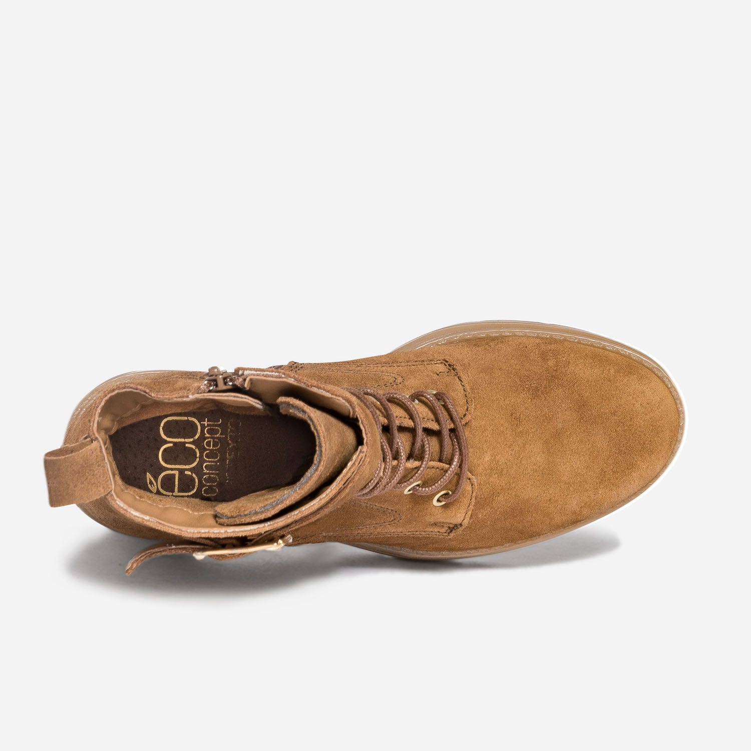 Bottine à talon TEXTO camel en cuir velours