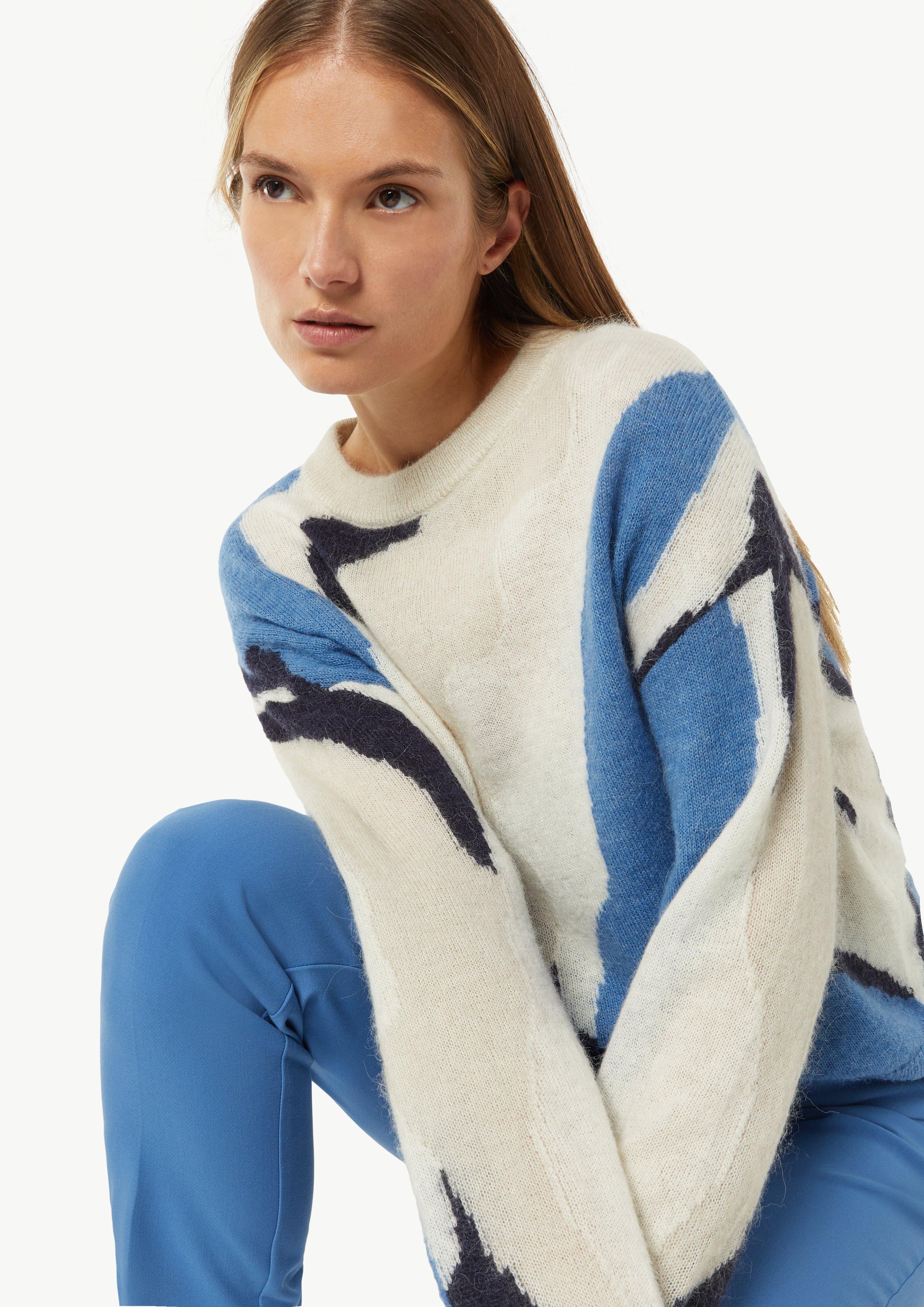 Relaxed-Fit-Pullover mit Intarsie - blau