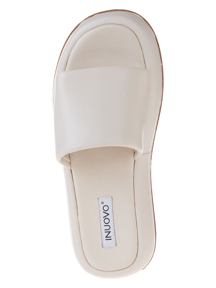 INUOVO Leder-Pantoletten in Creme günstig kaufen