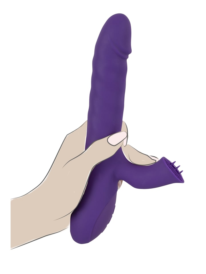 Sweet Smile Stoßvibrator mit Klitorisreizer Thrusting & Rotating Pearl Vibrator in lila günstig kaufen 24 cm
