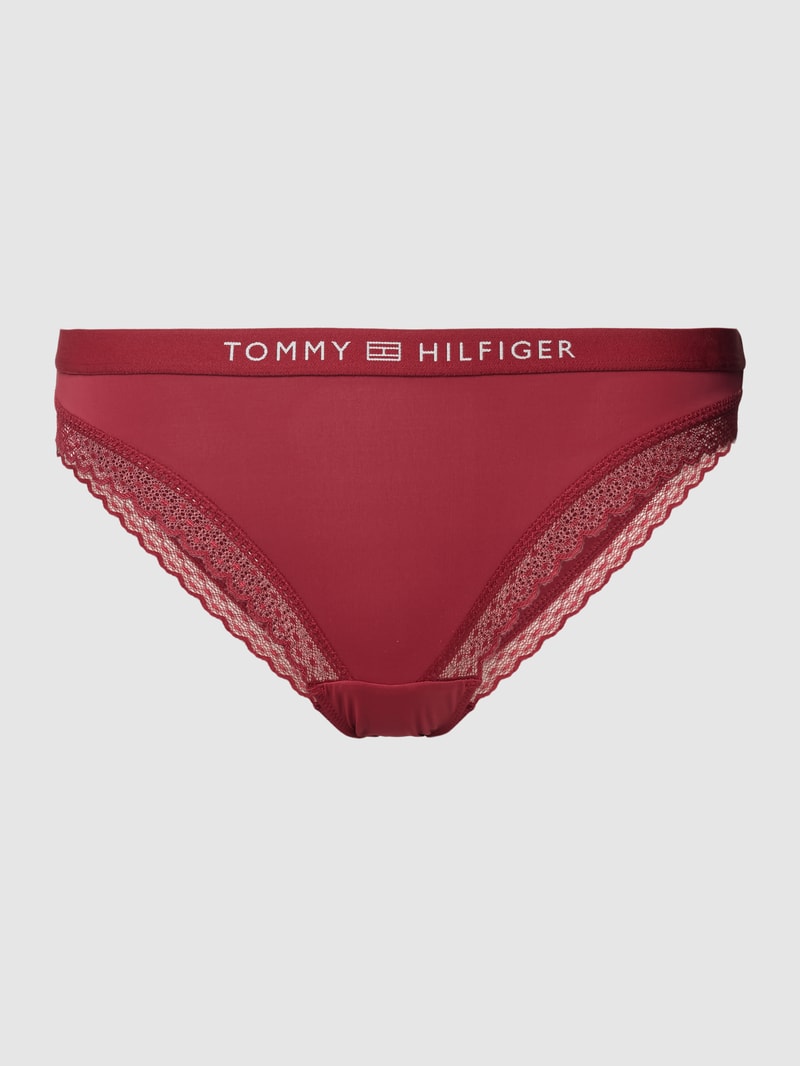 Slip mit Spitzenbesatz in bordeaux rot