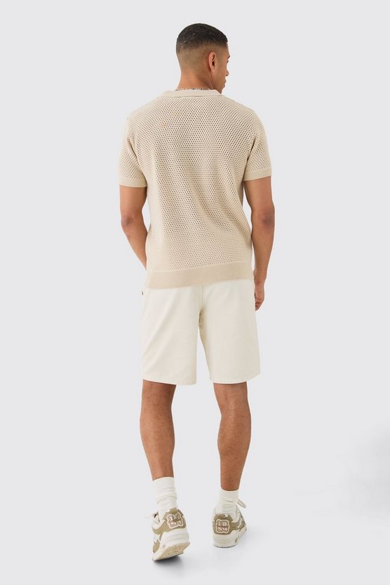 Ecru Poloshirt mit Naht