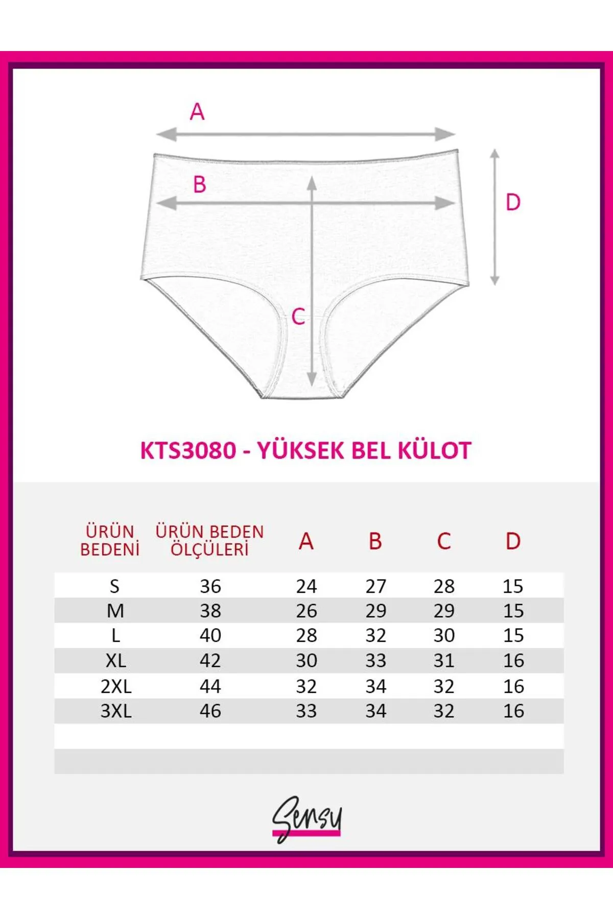 Sensu  Geripptes 7-teiliges Höschenset für Damen mit hoher Taille – Kts3080
