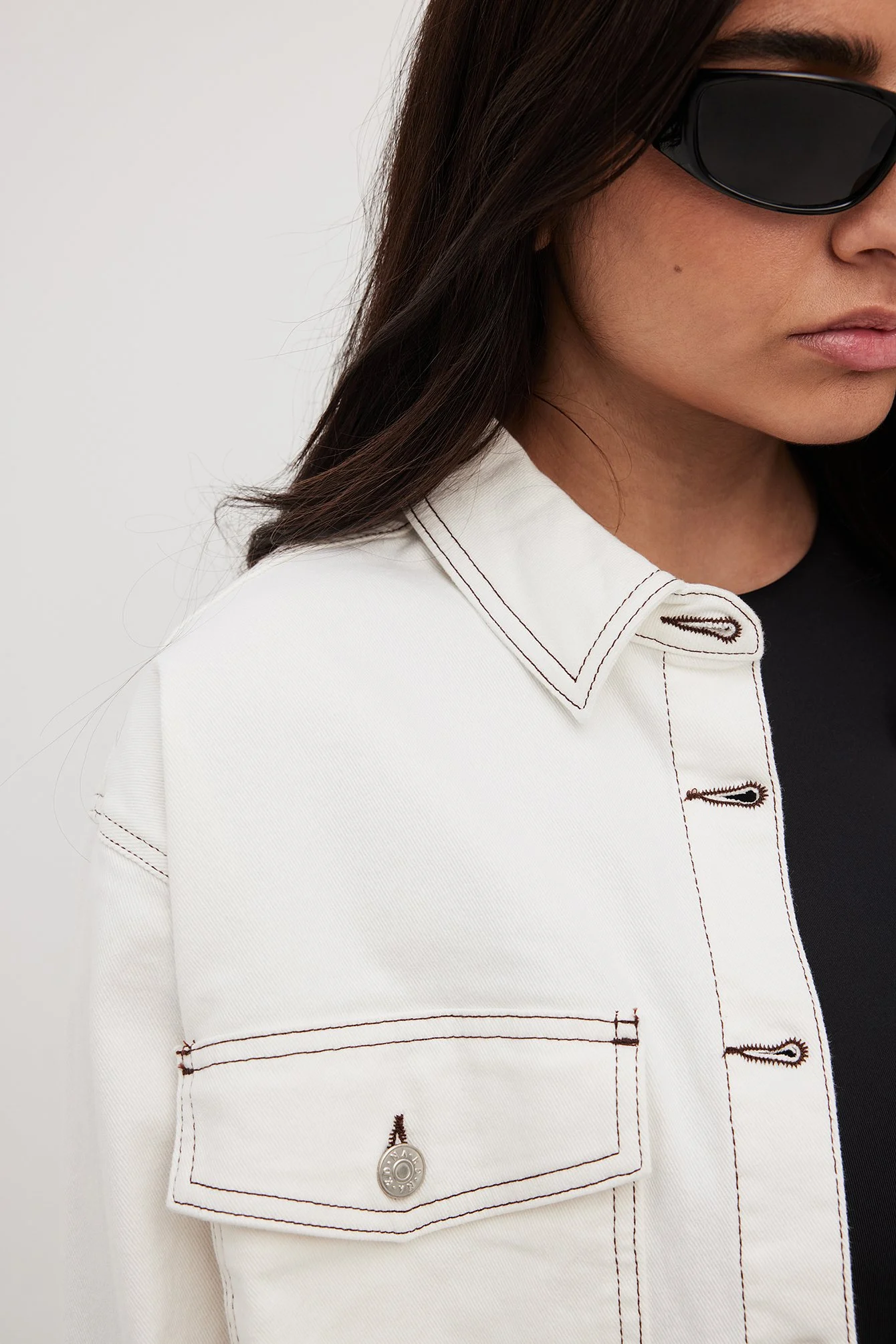 Oversize-Jeanshemd mit Kontrastnaht