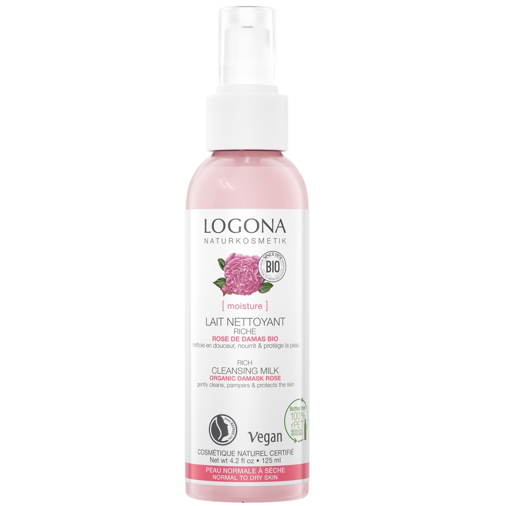logona Lait nettoyant rose de Damas bio, 125ml Démaquillants