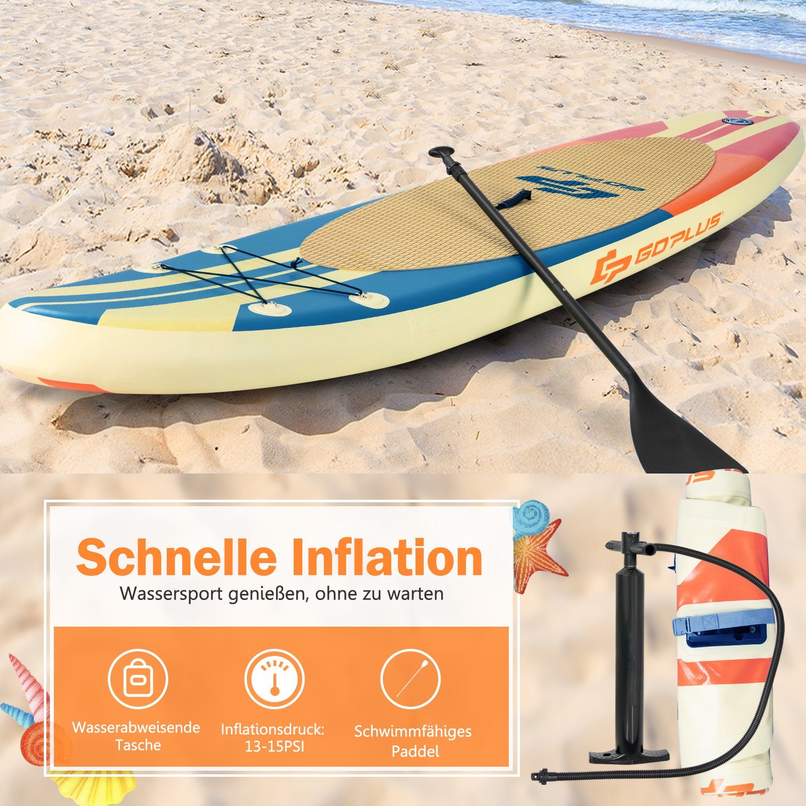 COSTWAY SUP-Board aufblasbar Stand Up Paddle Board, 320cm, bis 150kg
