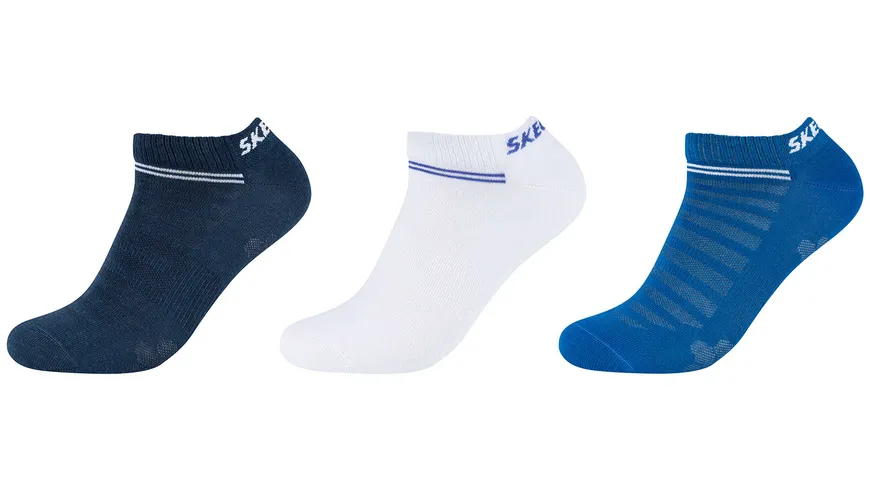 SKECHERS Unisex Sneaker Socken Mesh Ventilation 3er Pack blau, weiss