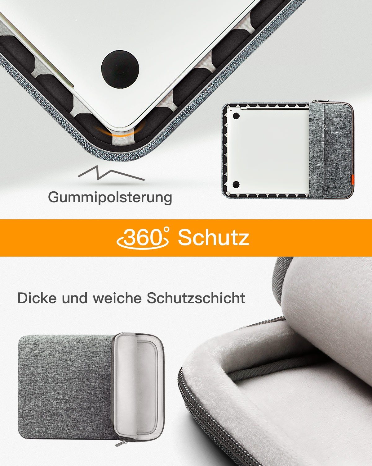 Inateck Laptop-Hülle 13 Zoll Laptoptasche 360° Schutz Notebook Schutzhülle
