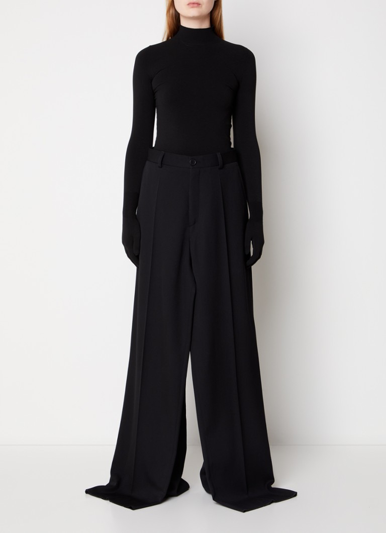Pantaloni Balenciaga a vita alta e gamba larga in lana