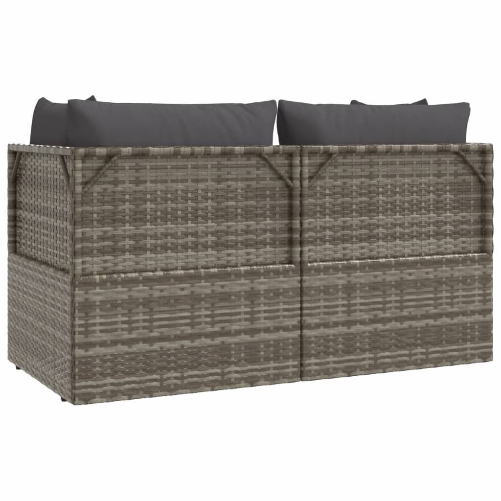 vidaXL Loungesofa 3-tlg. Garten-Lounge-Set mit Kissen Grau Poly Rattan, 1 Teile