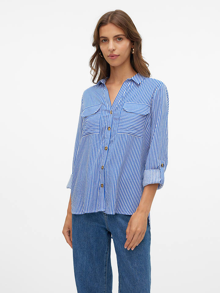 Vero Moda Bluse in Weiß/ Blau günstig kaufen XXL