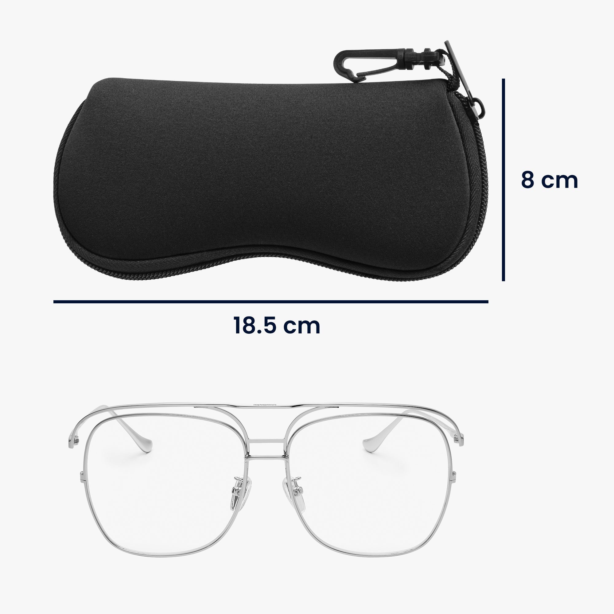kwmobile Brillenetui Brillenetui aus Neopren - weiche Tasche für Brille oder Sonnenbrille, Etui Case mit Karabiner zum Anhängen