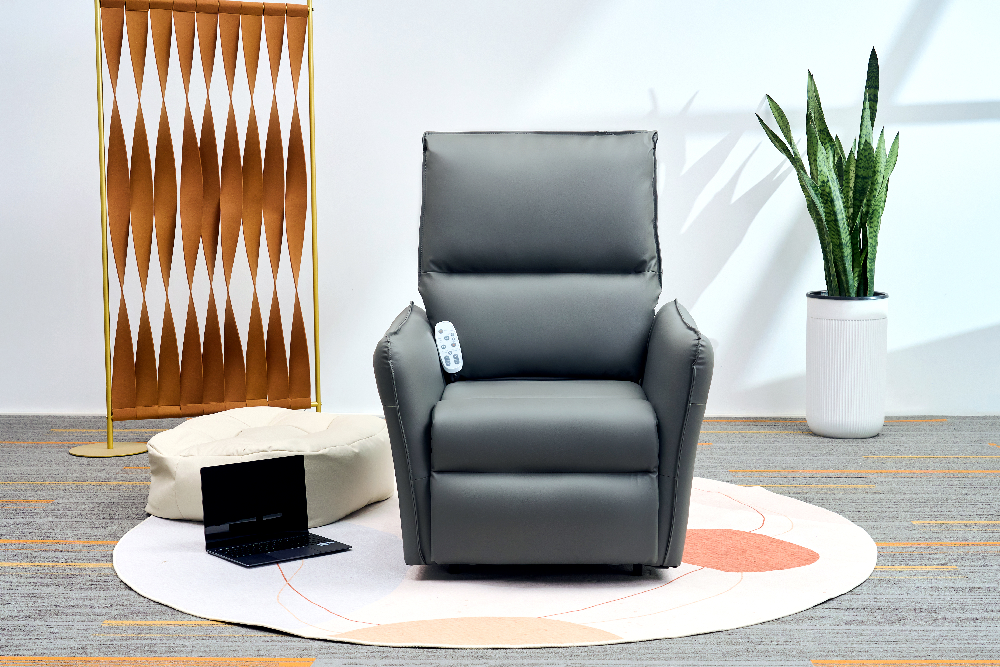 Happy Home elektrischer Schaukel- und Massagesessel mit Heizfunktion, Beinanhebung & Airbag HWP74-GRA grau