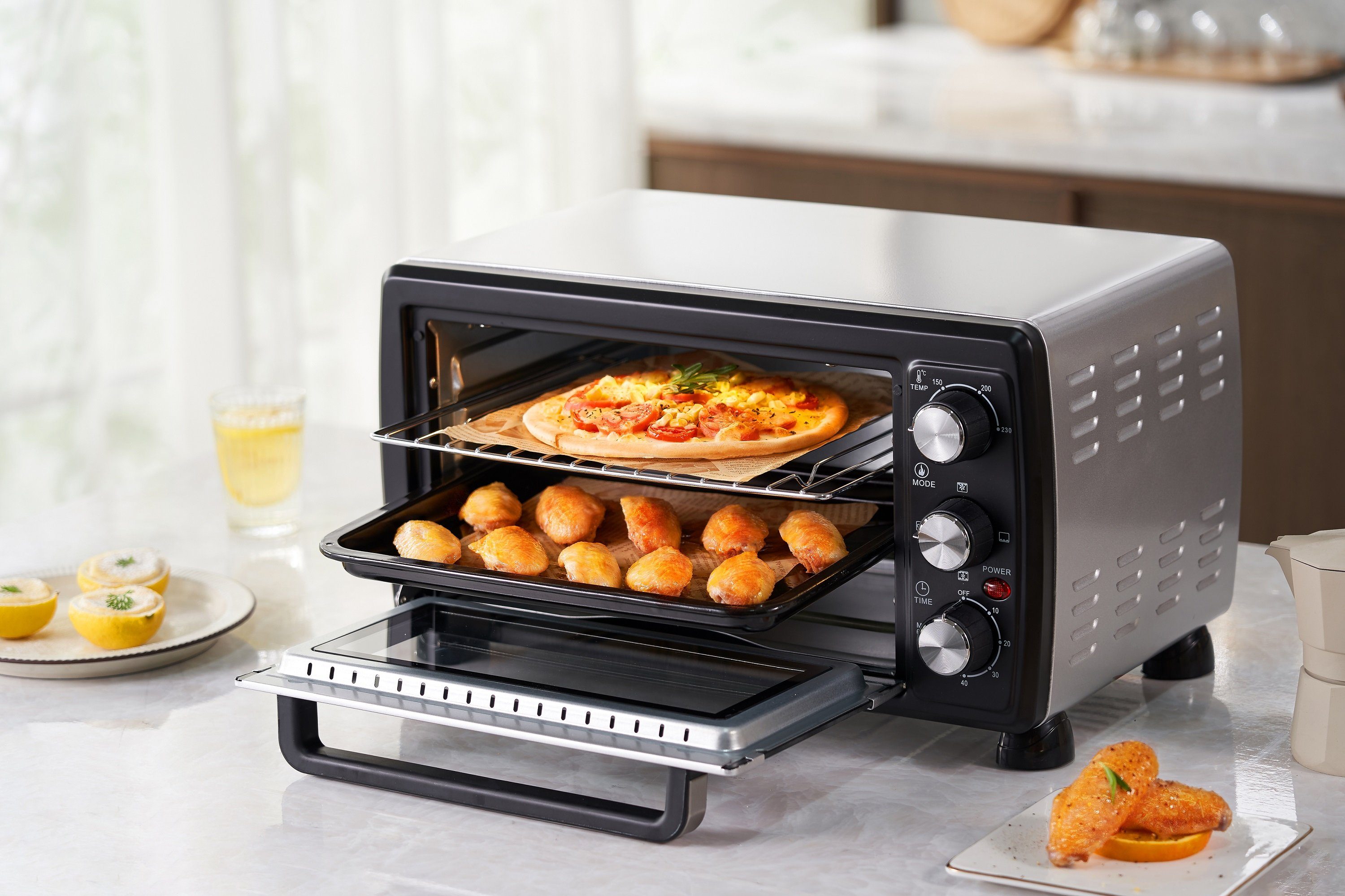 STEINBORG Minibackofen SB-3007, 20 Liter, Umluft, mit Krümelblech, 1380 Watt