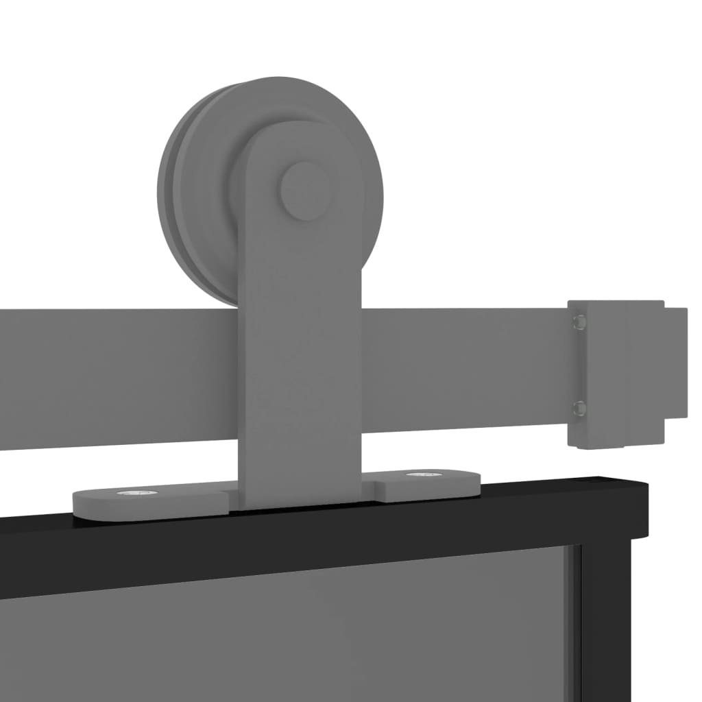 vidaXL Zimmertür Schiebetür Zimmertür Innentür Glas Schwarz 90x205 cm Hartglas und Alum