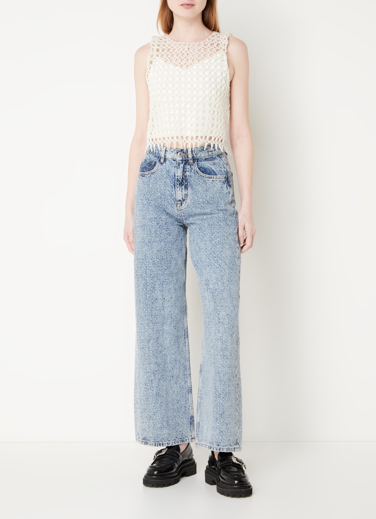 Maje Crop faux pearl top