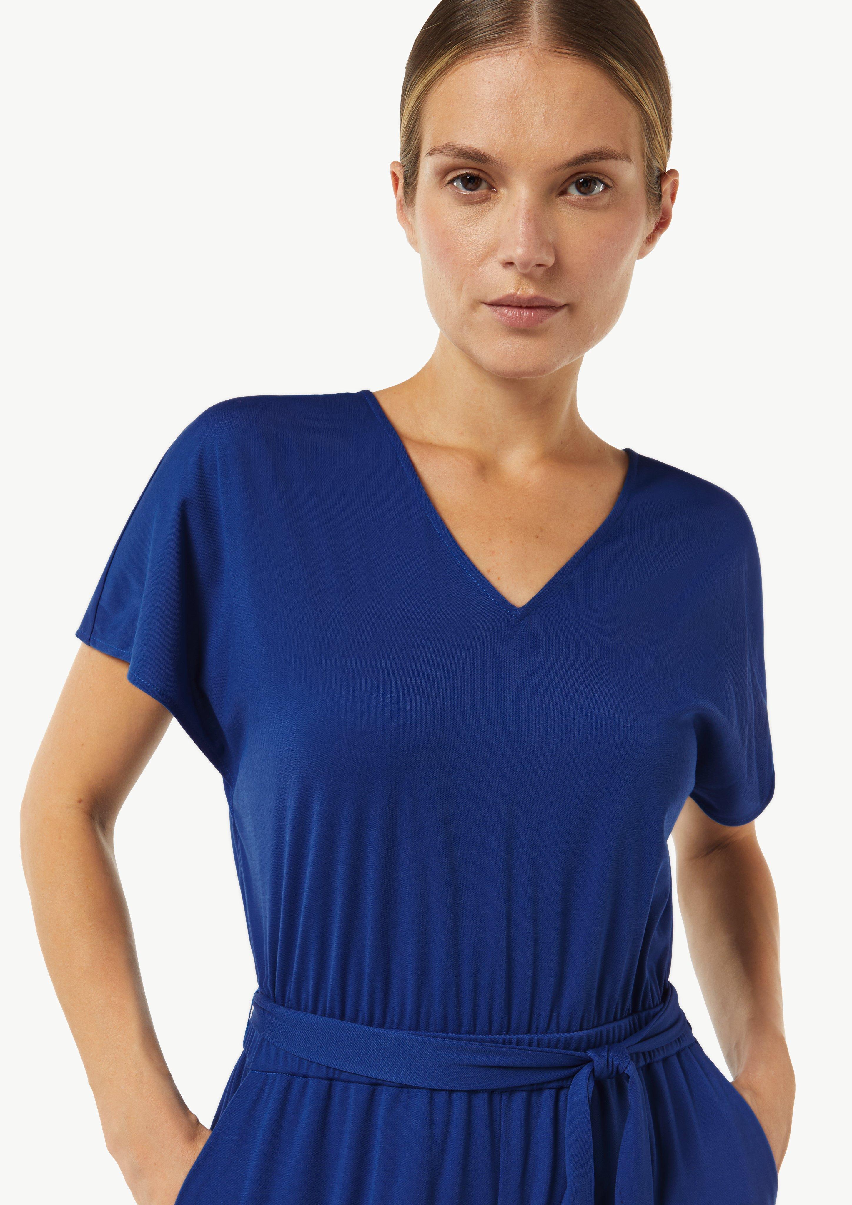 Jersey-Overall mit Taillengürtel im Loose Fit - royalblau