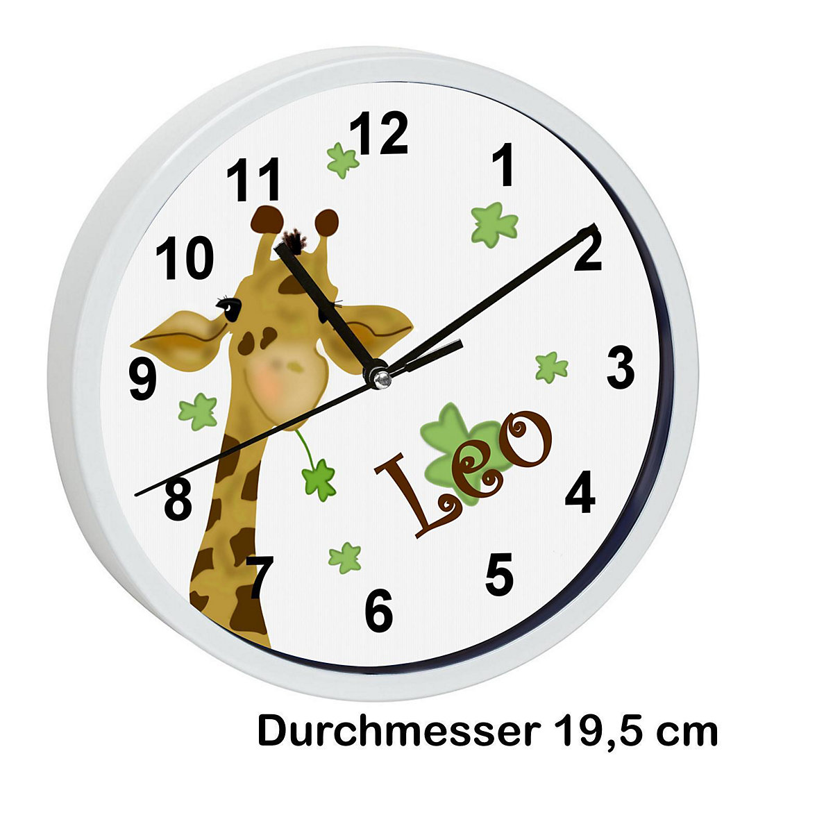 Kinder Wanduhr personalisiert mit Name Giraffe