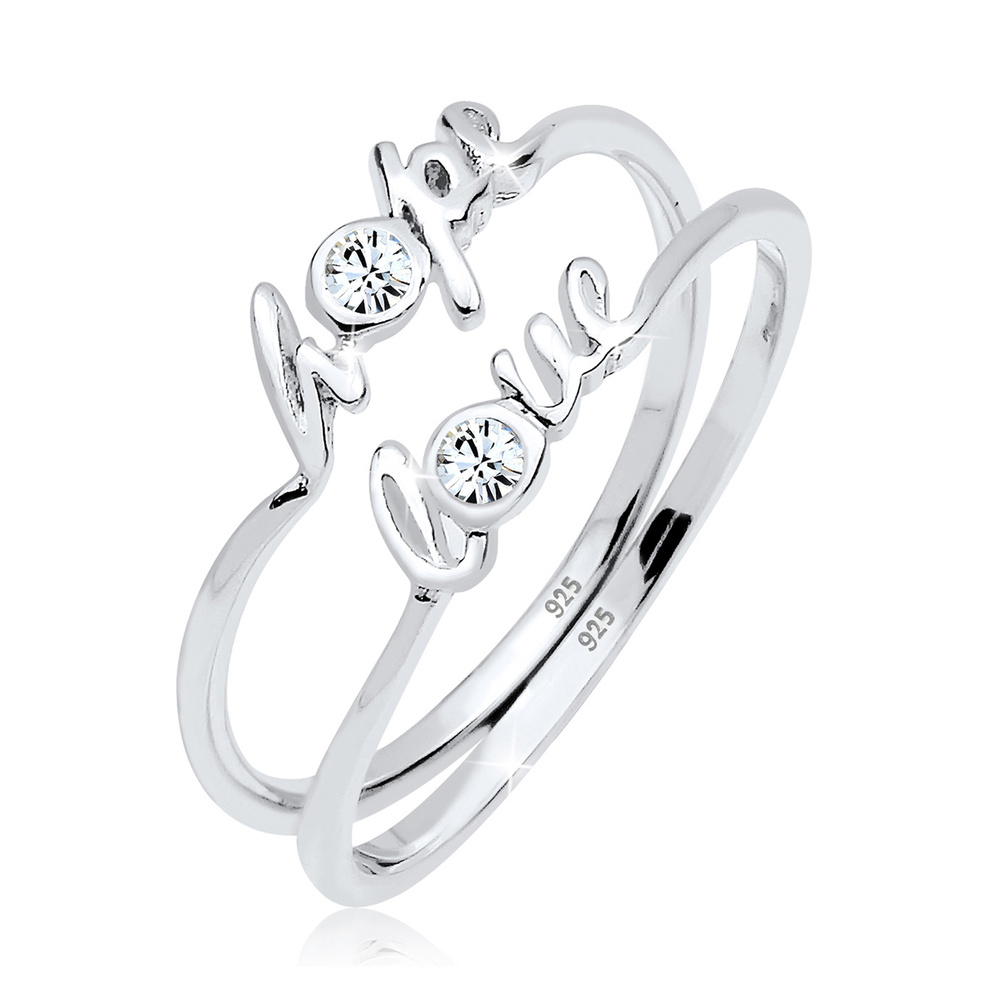 Elli Elli Bague Hope Love Kristalle 925er Silber Bague