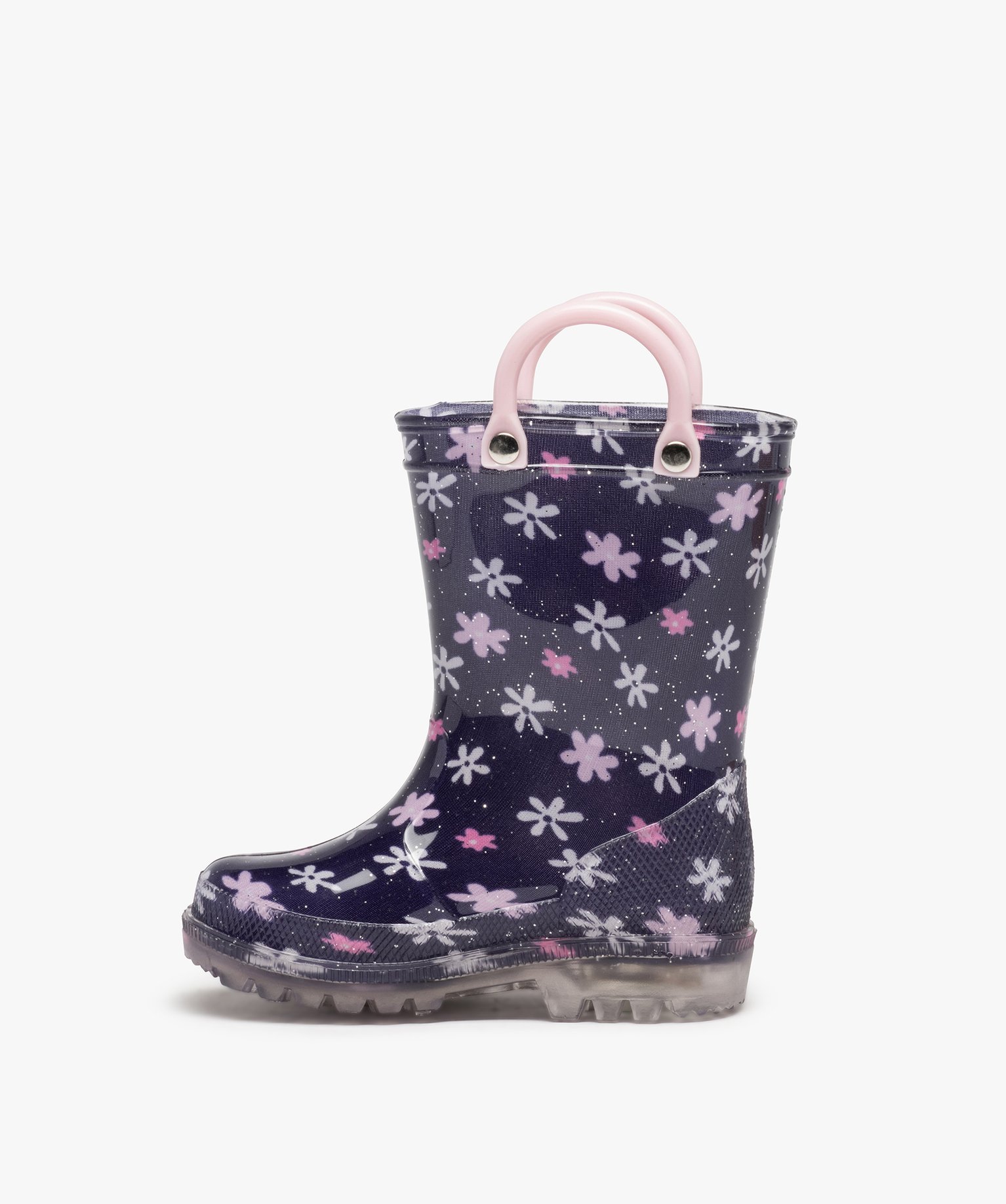 Bottes de pluie bébé fille à anses et semelle lumineuse marine | GEMO