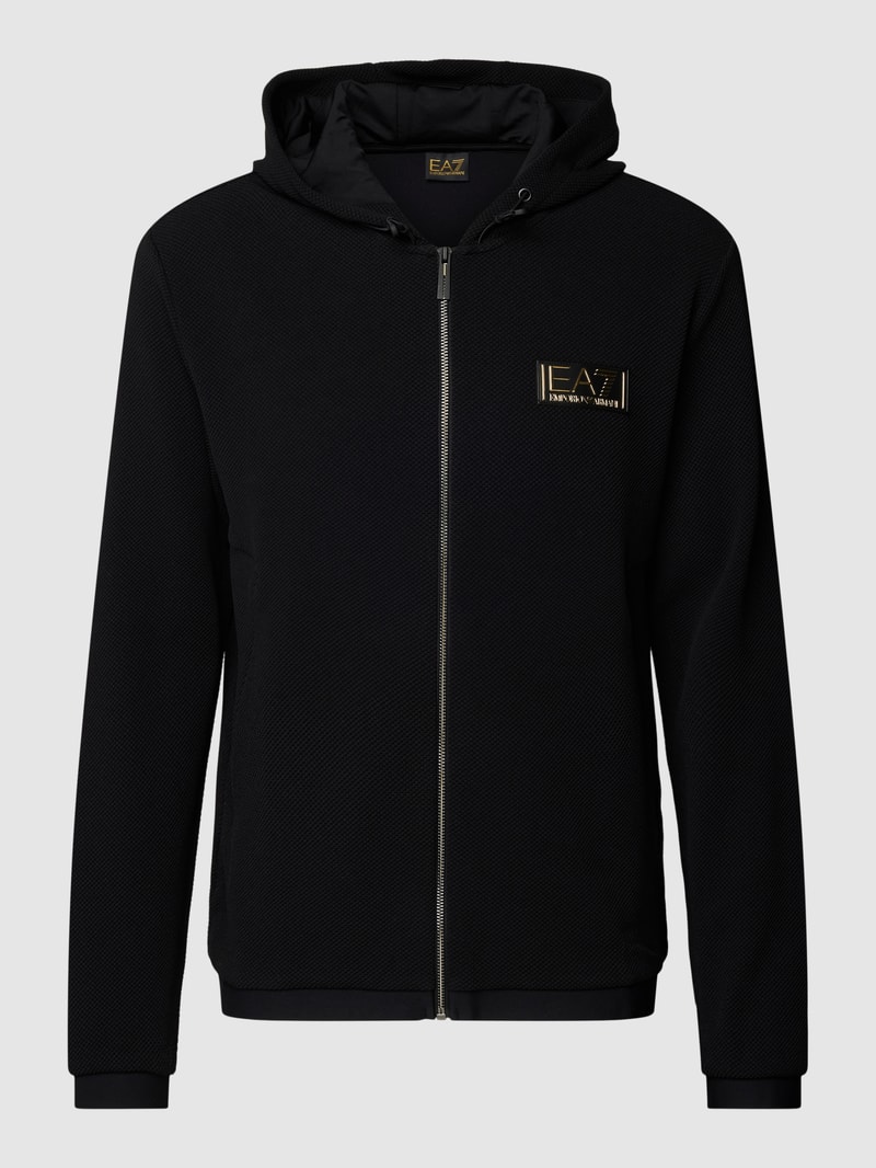 Sweatjacke im fein strukturierten Design in schwarz
