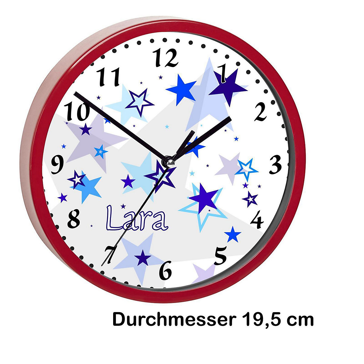 Kinder Wanduhr personalisiert mit Name Sternenhimmel Blau