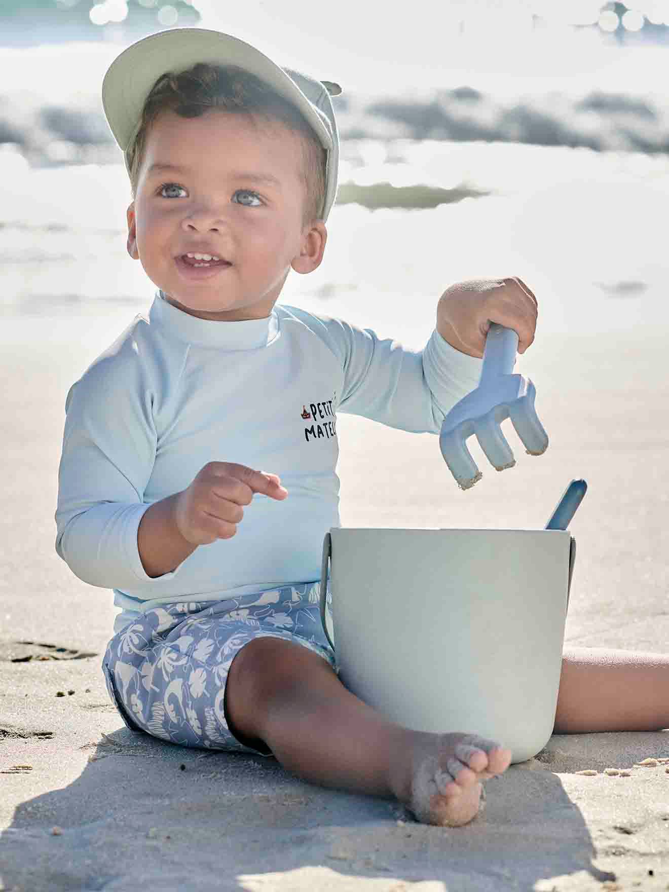 Vertbaudet Jungen Baby Badeshirt mit UV-Schutz Oeko-Tex - himmelblau