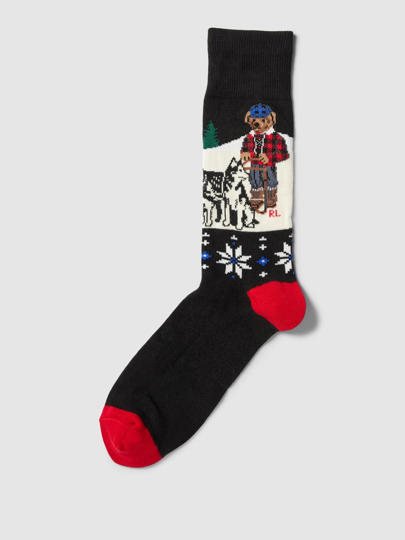Socken mit Label-Stitching Modell 'SCENIC' in schwarz