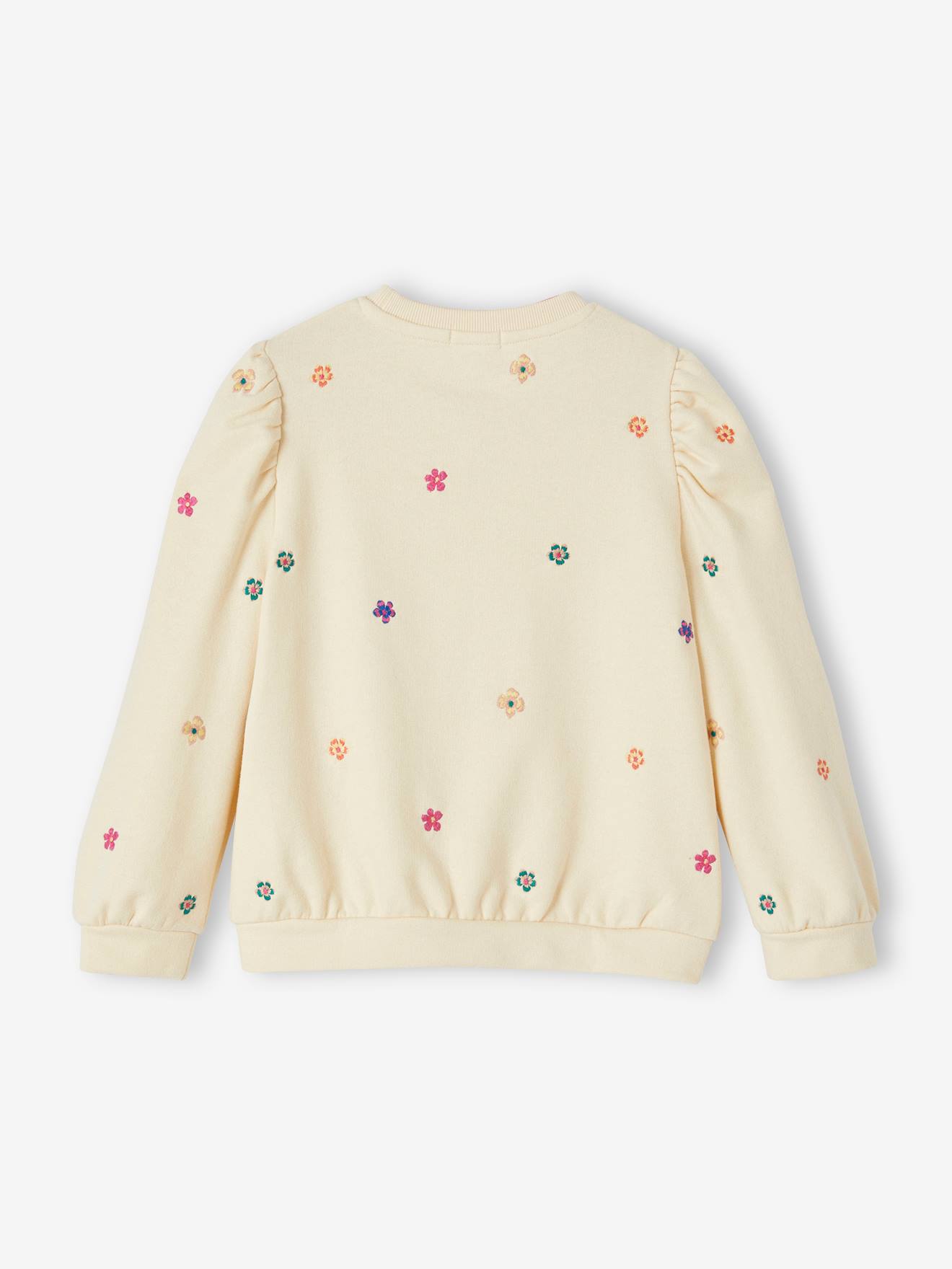 Vertbaudet Mädchen Sweatshirt mit Blumenstickerei - wollweiß