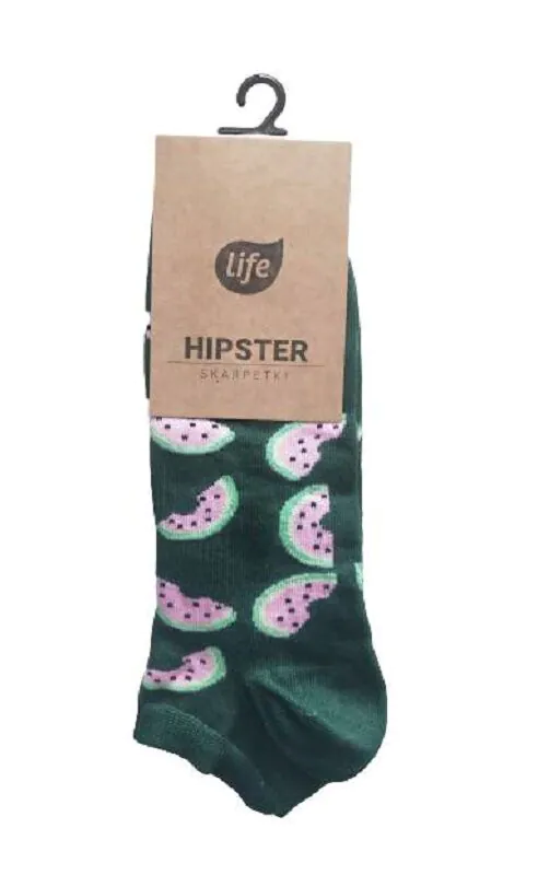 Pamučne čarape do gležnjeva Life Hipster, zelene lubenice, veličine 35-38
