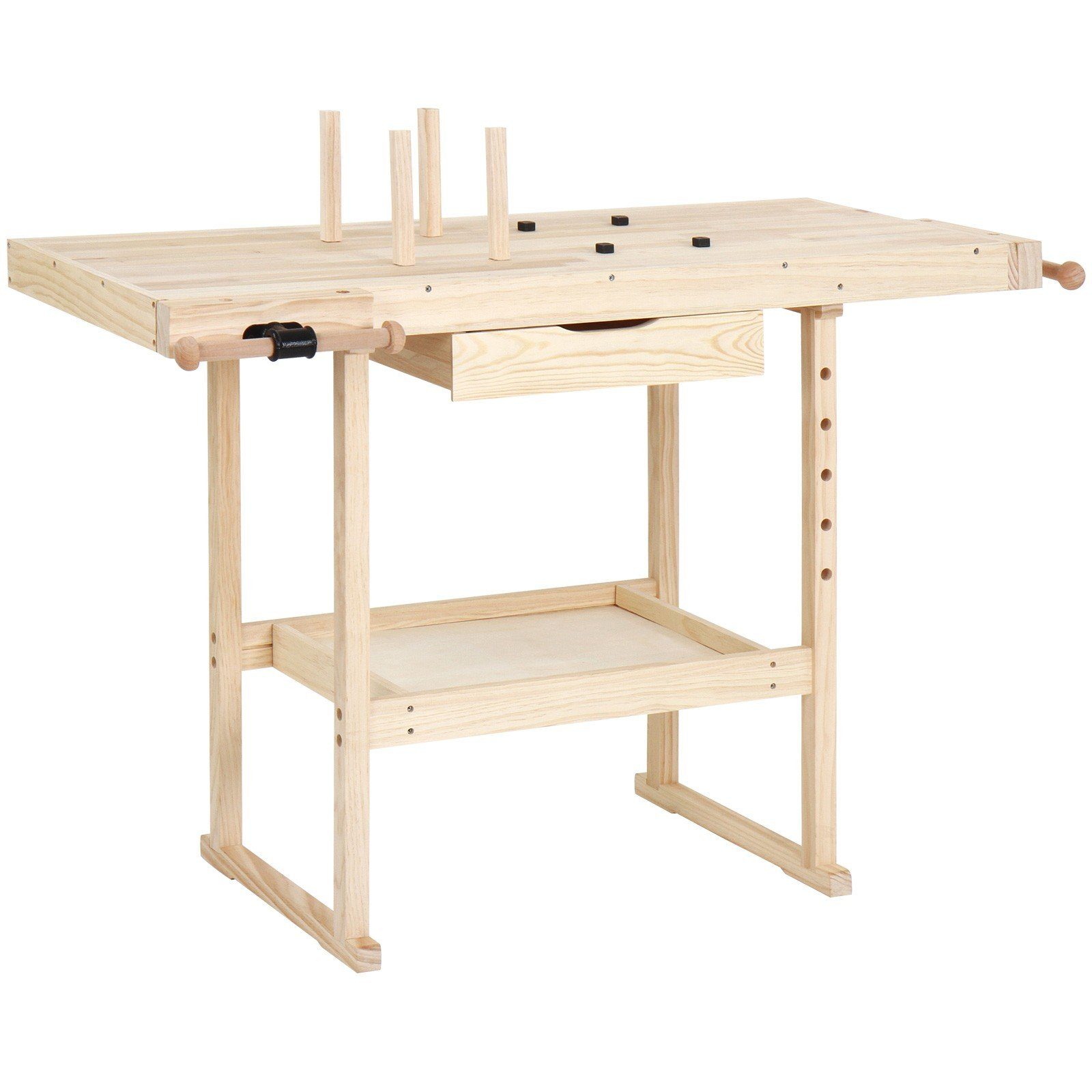 TIMBERTECH Hobelbank Holz Werktisch Arbeitstisch Hobelbank Werkstatt Schublade