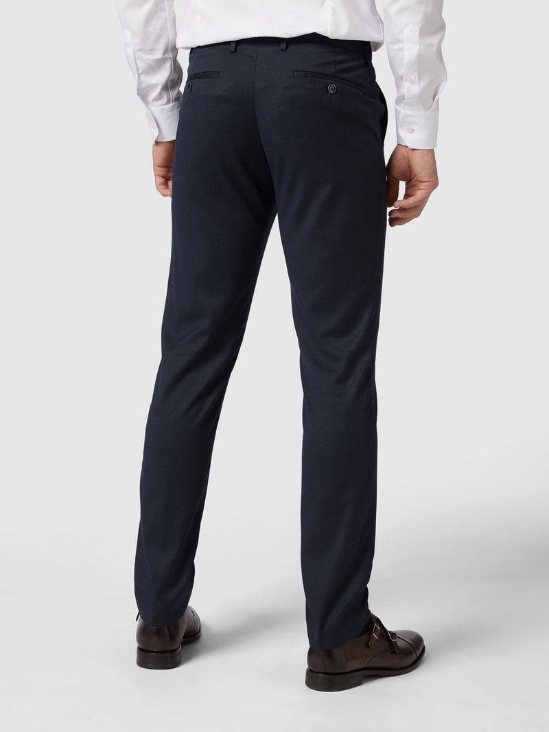 Slim Fit Business-Hose mit Webmuster in marineblau