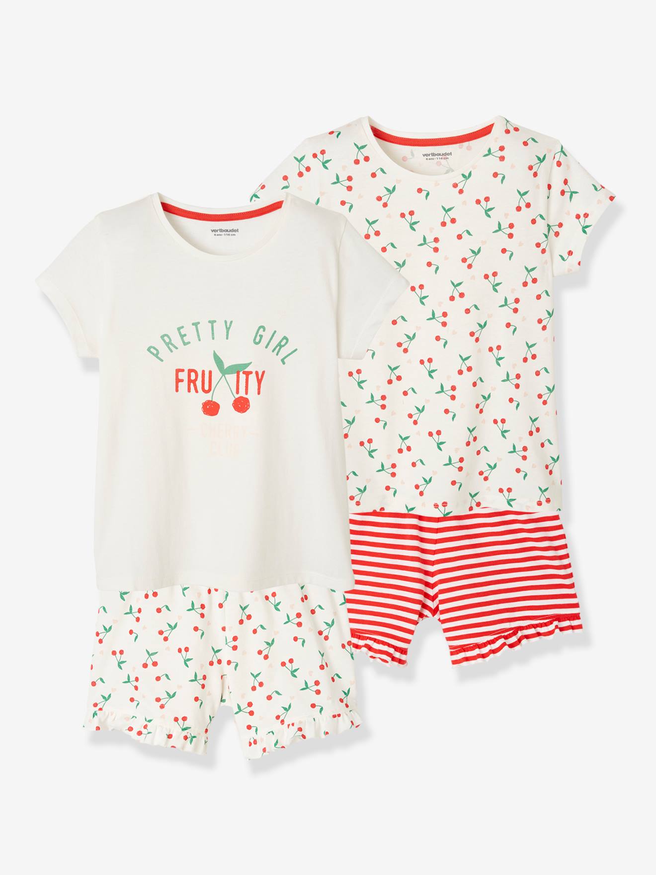 Lot de 2 pyjashorts cerise lot ivoire