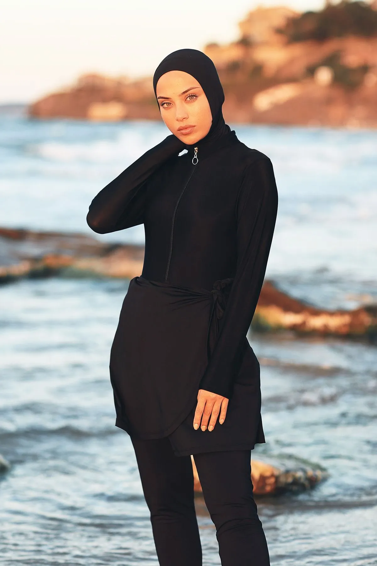 Remsa Mayo  Pool Sea Anschließbarer Lycra-Rock Pareo Schwarz RP005 Remsa-Badeanzug